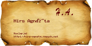 Hirs Agnéta névjegykártya